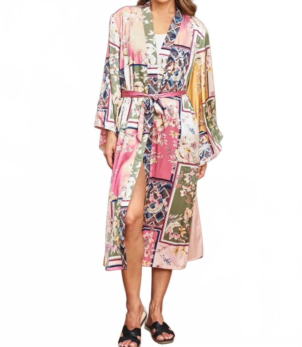 NEW PAPARAZZI patchwork duster robe in beige multi